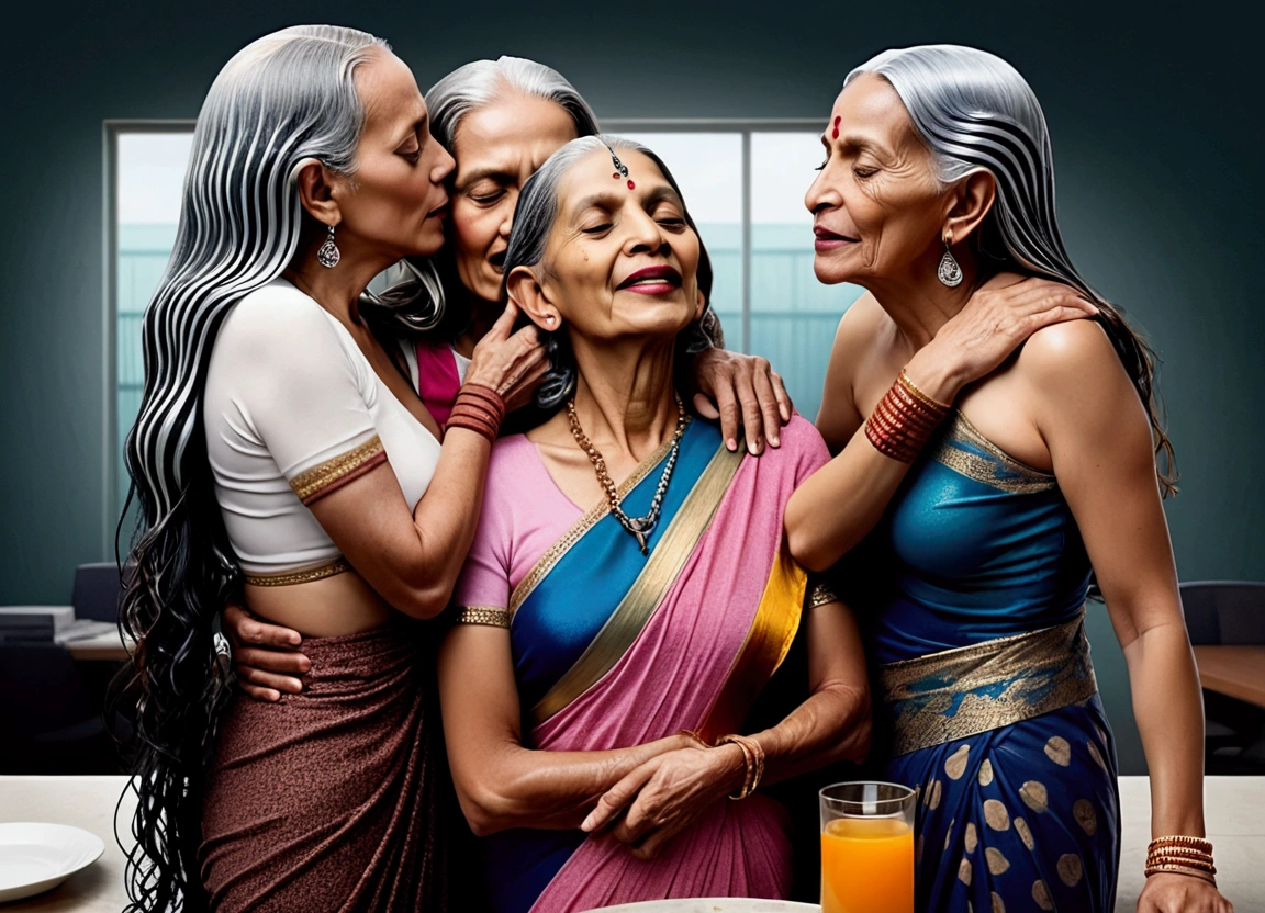 (HIGH ANGEL),(UltraDetailed),{Aperture:F/16},{Focal Length:Lens 30-200MM},{Distance:7M},at office,so many 75-years- old grannies and so many 35-years-old young ladies in fully nude wildly kissing amoung them long vulvas and heavy breasts while spreading legs out,ultra sagging-hangging eldery breasts milking keeping realistic heavily oil bathed hairs totaly wet and styled with using extreme and exteme ultimate super exessive amount of hairgel+hair oil,{realistic heavily oil bathed hairs like gel+oil drenched super supreme pulp,Shining like mirrors},{Their bodies are smeared with lots of oil},
