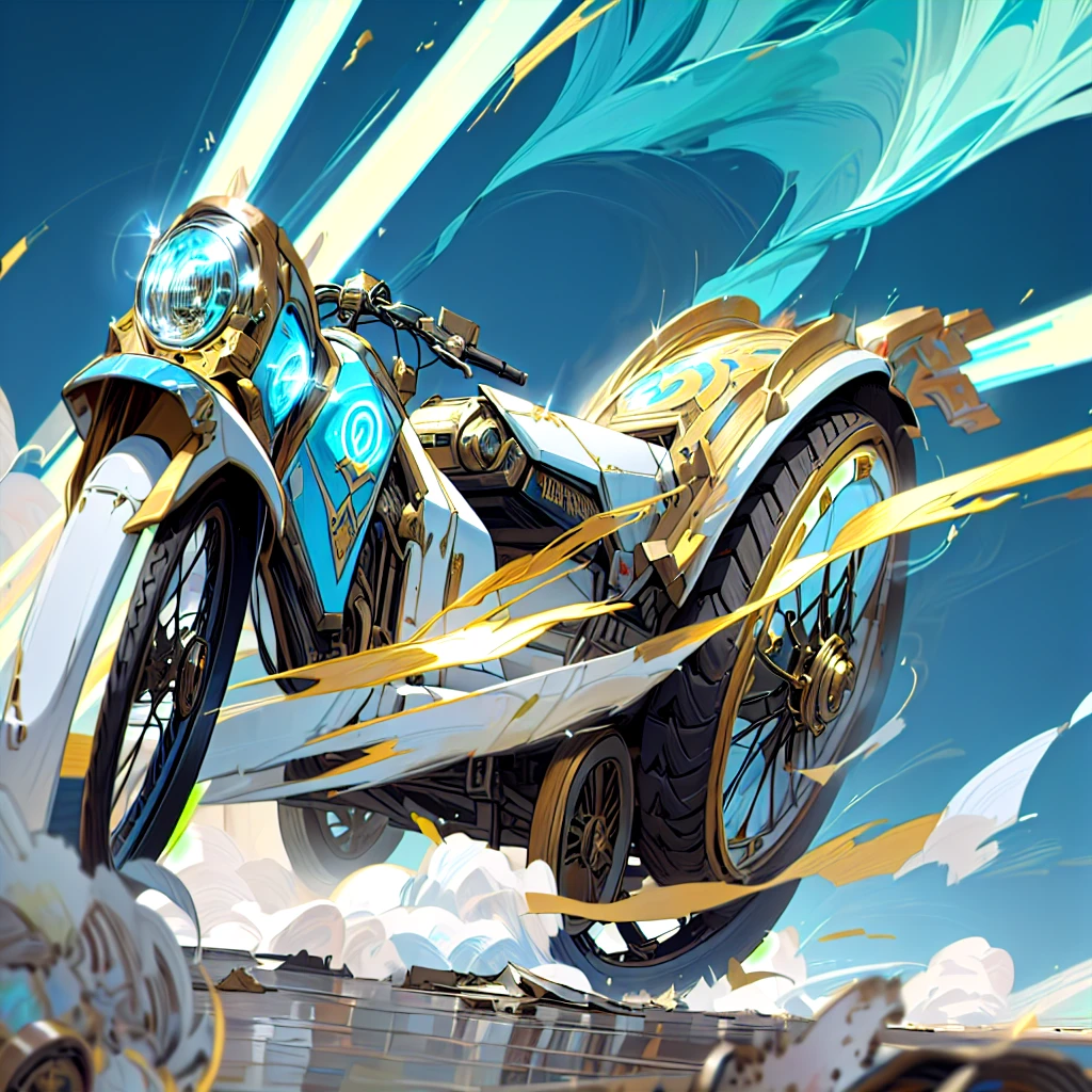 A painting of an ancient Greek chariot,Background with flames and blue sky, Godrays Digital, Unknown art style, extreme Motion Blur, Speed blur, Chrome Vortex, Digital Style, Yu-Gi-Oh! Art Style, Motion Blur, Air brush illustration,Streets of destruction,Broken earth