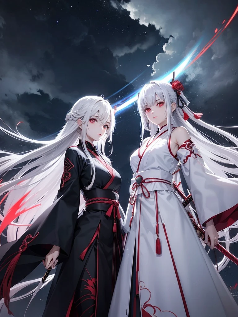 Red moon in the background　Possession of a Japan sword　Eyes glow red