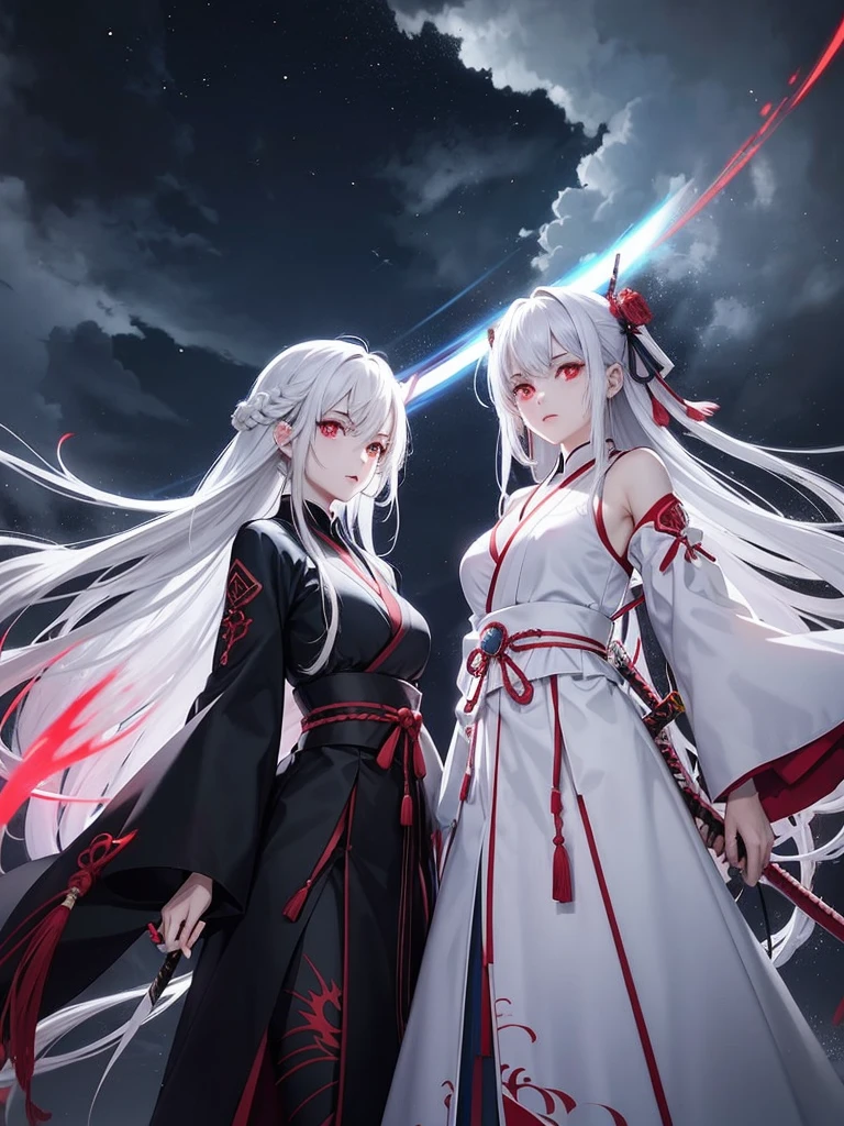 Red moon in the background Possession of a Japan sword Eyes glow red