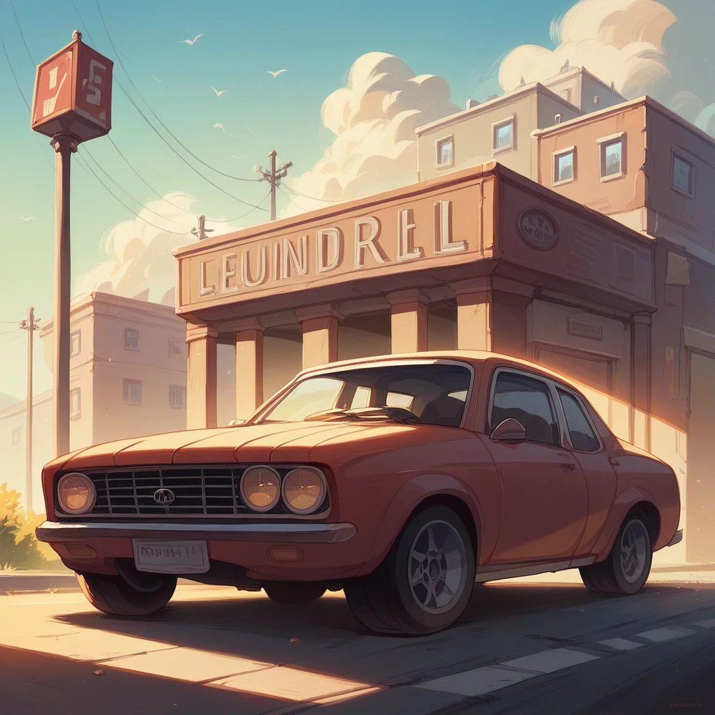 background with hills, car in the foreground, avec des randonneurs