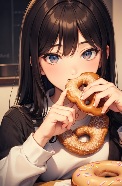 Eating a donut