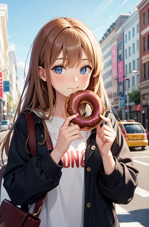 Eating a donut