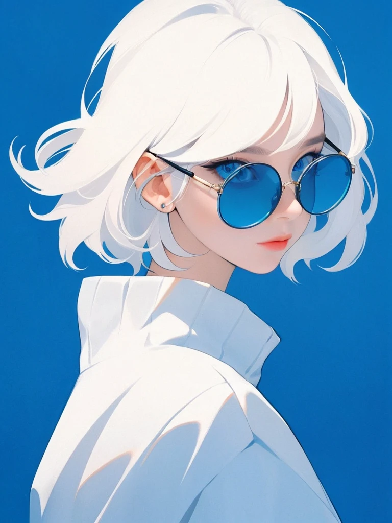 (photorealistic:1.4), best quality, masterpiece, ultra high res, 1girl, (detailed face:1.2), (detailed eyes:1.2), (detailed hair:1.2), (detailed clothes:1.2), 4k, (detailed color:1.2), glasses, earring, white hair,