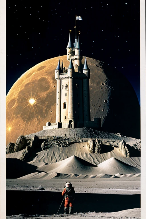 A castle on the moon that is collapsing