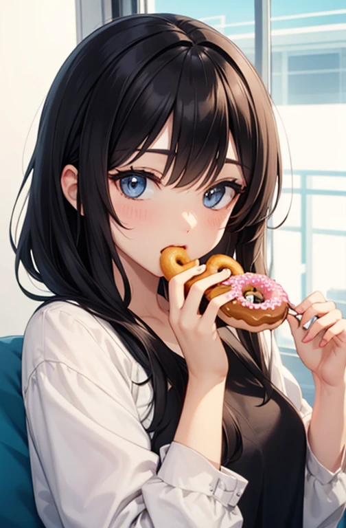 Eating a donut