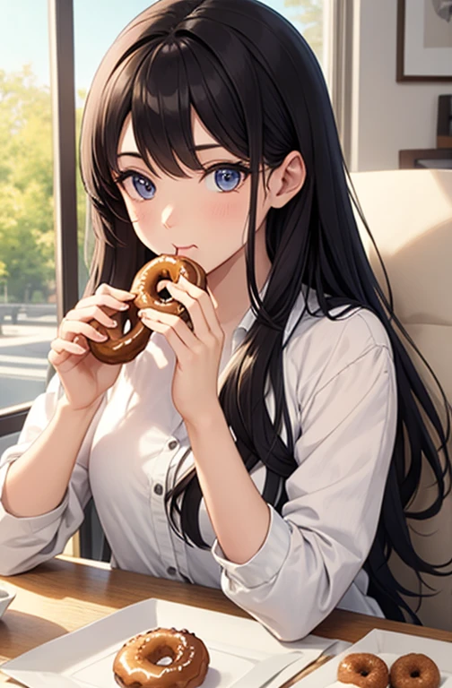Eating a donut