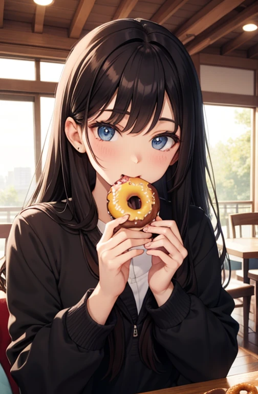 Eating a donut