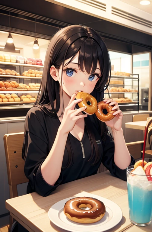 Eating a donut