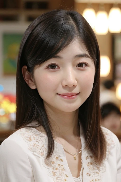 Face close-up、Background is white、Japanese、１８age、Cute face、Hair is semi-long、Light makeup、The front hair is even