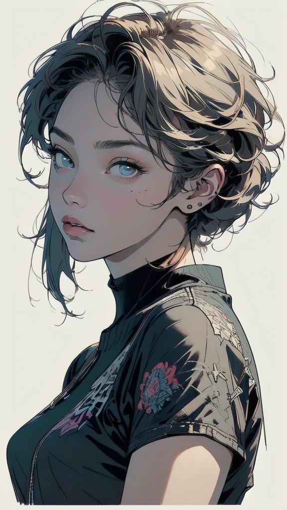 (((masterpiece, highest quality))),(((solo:1.2))),(((1girl:1.2))),32k wallpaper, very detailed full-body view,((((more various angle)))),((((highlight)))),(((complete. detailed face))),(((((Absolutely simple background))))),(((Texture for people : grunge))),