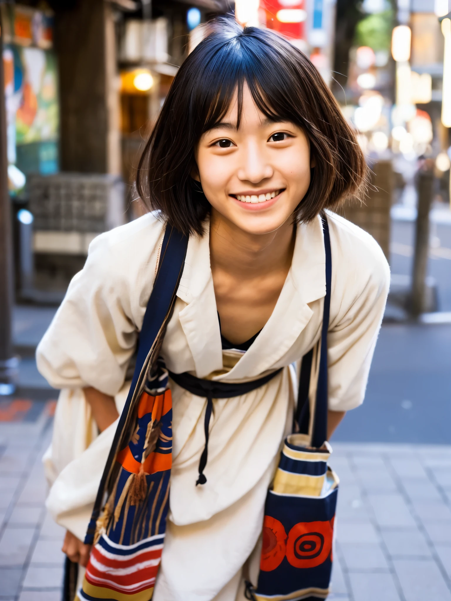 A very cute face like an idol、A young-looking 20-year-old woman、A kind smile、Wearing a Japan yukata、((Faithful Yukata Appearance))、(Full body)