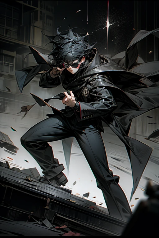 Black Suit,Monochrome,sunglasses,hard boiled,destruction,Martial Arts,ruins,battle