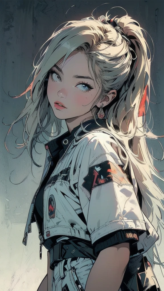 (((masterpiece, highest quality))),(((solo:1.2))),(((1girl:1.2))),32k wallpaper, very detailed full-body view,((((more various angle)))),((((highlight)))),(((complete. detailed face))),(((((Absolutely simple background))))),(((Texture for people : grunge))),graffiti art