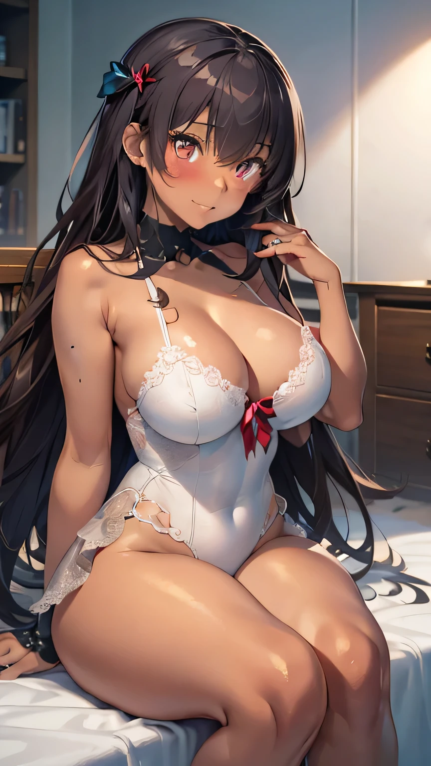 Very detailed CG Unity 8K 壁紙),(masterpiece), (Highest quality), (Very detailed), (Best illustrations),(Best Shadow), 1girls ai_generated areolae big_breasts blush breasts brown_hair deepjungle female female_only huge_breasts kotegawa_yui lactation large_breasts long_hair looking_at_viewer nai_diffusion thick_thighs thighs to_love-ru wedding_dress wedding_lingerie wedding_veil yellow_eyes