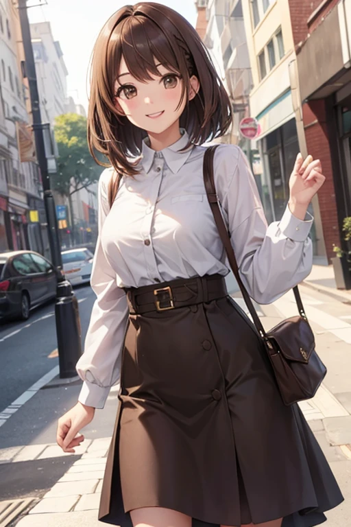 woman　Brown Hair　straight　cute　tall　smile
