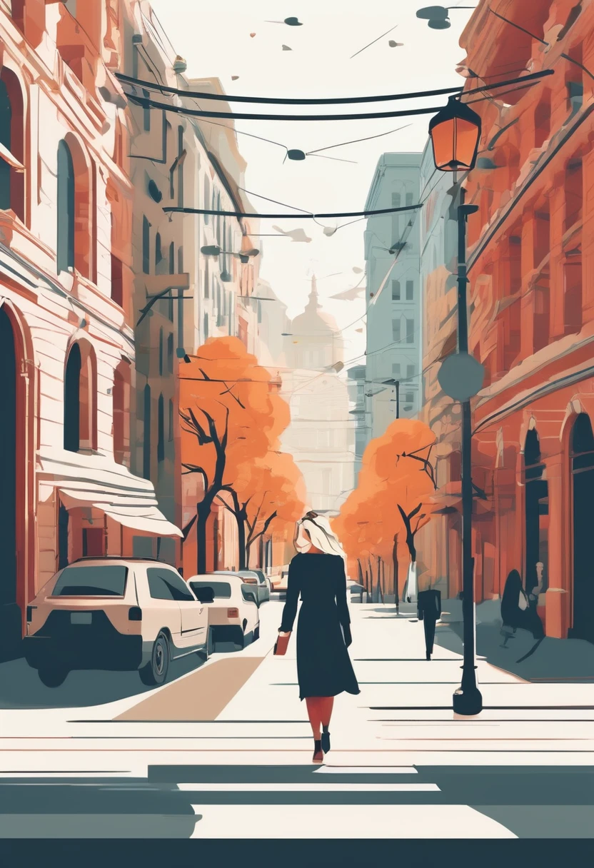 flat illustration of a woman walking away, white background, full height, blonde,
    It is relatively Modern and uses digitally friendly aesthetics.
    Minimalistic nature- This aesthetic views ornamental elements as a mere distraction that do not serve any purpose
    It effectively uses white space
    Simplicity- It uses simple images to convey messages rather than complex illustrations.
    Uses 2D elements
    Use bright colors with high contrasts
    Use bold and readable typos
    Use grid-based layouts
    Use of symbolic icons
