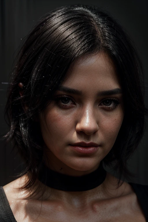 a closeup of a woman with a black top and black hair, a hyperrealistic painting by Charlie Bowater, Trending on ArtStation, digital art, realistic digital painting, hyperrealistic digital painting, ultra realistic digital painting, realistic digital drawing, High quality portrait, detailed beautiful portrait, epic portrait illustration, hyperrealistic beautiful face, realistic detailed face portrait, ultrarealistic portrait