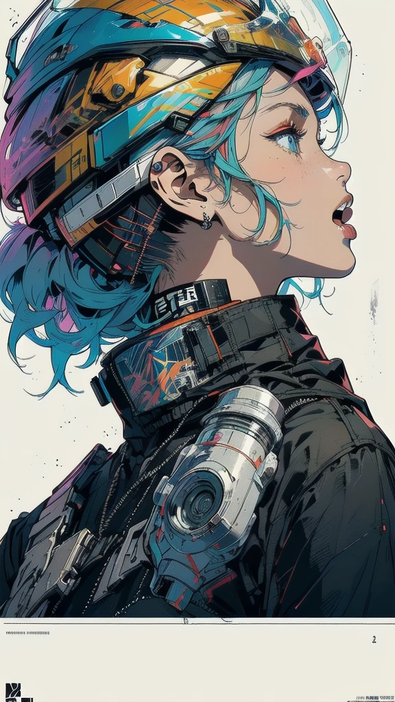 (((masterpiece, highest quality))),(((solo:1.2))),(((1girl:1.2))),32k wallpaper, very detailed, poster, vintage science fiction,(((((geometric cinematic movie poster))))), ((bauhaus)),(shape),(((abstract))),(mid century modern),(((((portfolio))))),(((((Close-up))))),(((((bust up))))),((((more various angle)))),((((highlight)))),((((heterochromia)))),(((complete. detailed face))),((((Extremely talented)))),(((((most complecated futristic machine))))),(Colorful color scheme),(((detailed unlimited complete equipment : helmet like a rail gun))),(((((Absolutely simple  background))))),(((Texture for people : grunge))),(((((Open your mouth wide)))))