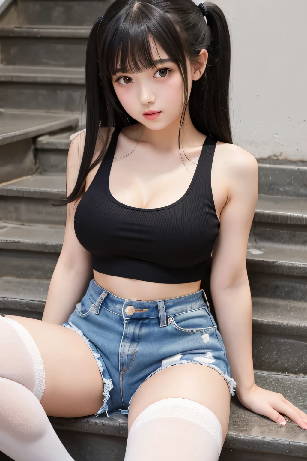 1girl, big breast, white skin, long black hair, korean, young, bright blue eyes, thick eyebrows, smiling, teeth out, small waist, wide thighs, wide thigh gap, perfect hands, perfect fingers, sexy Sailor uniform, supermodel, posing, nfsw, hyper-realistic, high detail, 8k, masterpiece