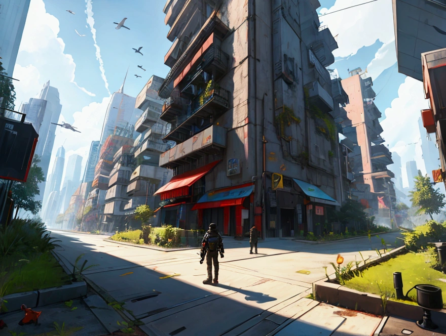 world of game, future city with game everywhere, no person