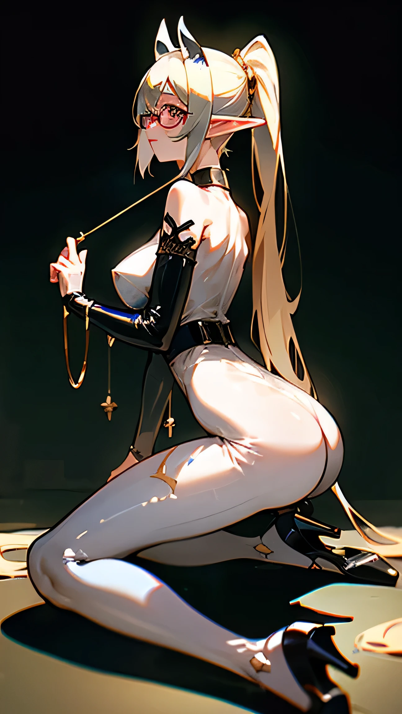 12-year-old female,White skin,big eyes,wistful look,Aheiyan,Extra-long ponytail hairstyle,White pink gradient hair,Devil Horns,Elf ears,Respiratory masks,See-through installation,Gold rimmed glasses,Star Eyes,Collar,Sexy body,Latex clothing,tight belt,Tight,Lace tunic,Latex jumpsuit.dew,Super high heels,Naked wet body,Iron chain winding,Large Breasts,Kneeling,Lying down,Back shadow,Back,Facing away,Open your legs,Strangle,SM direction,Shame,Tattoo of the pubic bone,Succubus tattoo,Leg ring,Foot ring,Nipple rings,Gold belt,King-size plug,nose hook,Blindfolds,bundle,FemaleMinion,Female dog,Foot,Dew Crazy,,female,sex,sex,Urinary incontinence,Masterpiece,Best picture quality,lifelike