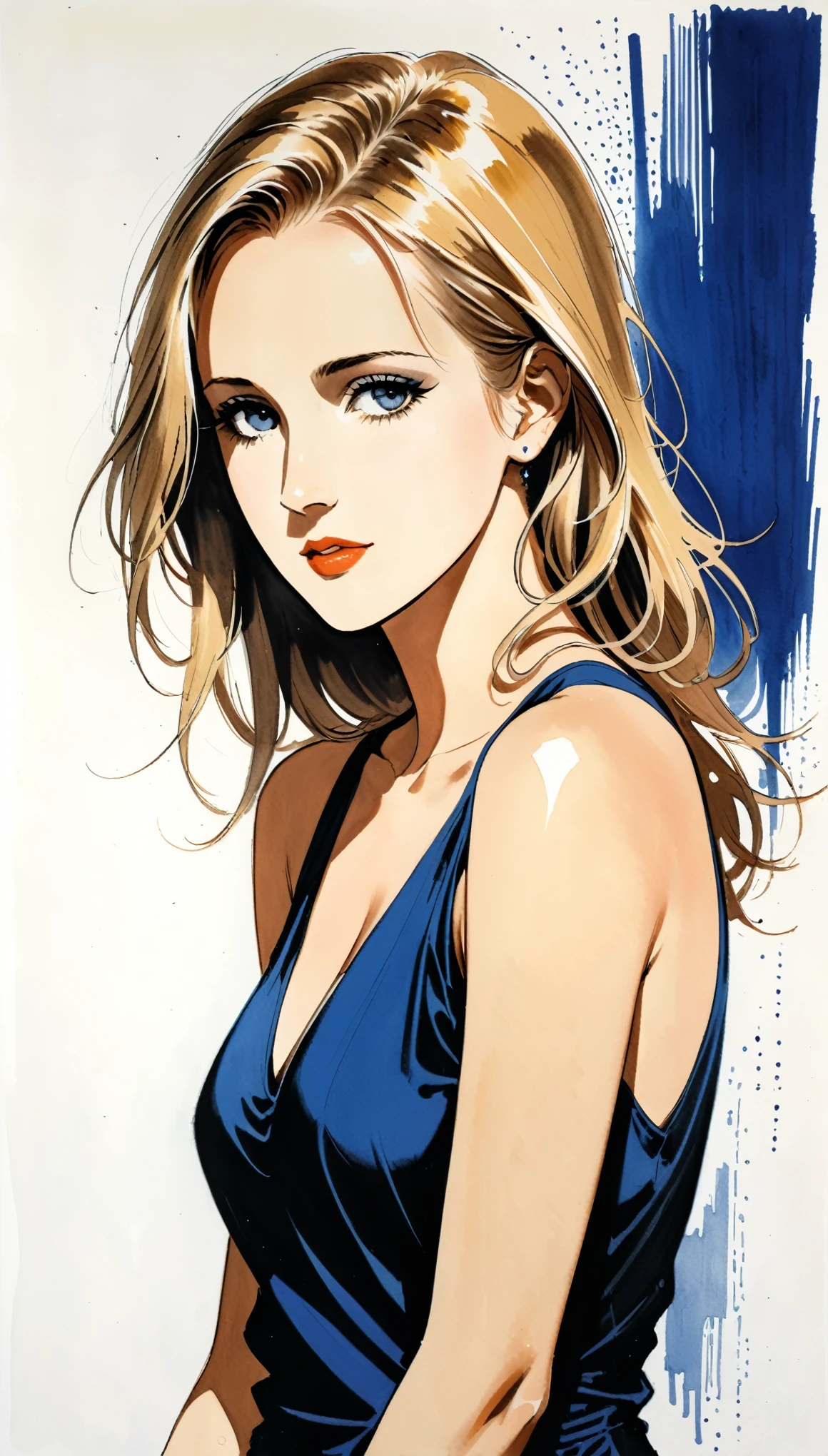 in style of Hans Hartung,in style of Harry Kane,in style of Heinrich Lefler
1girl,arm over shoulder
