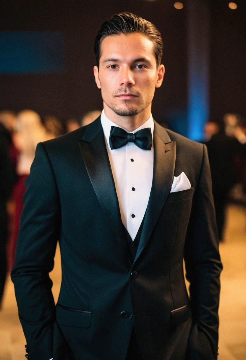 Man at a gala event, formal suit,