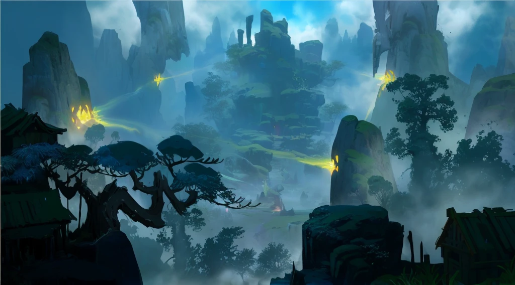 4K HD CGhub Scene Master has a picture of a fantasy world scene, Avatar Landscape, matte painting arcane Dota pixar, Dota! matte painting Concept Art, Dota matte painting Concept Art, Concept Art amazing atmosphere, Game Art Painting, amazing! Concept Art, Concept Art scene, painted as a game Concept Art, Game map painting, environment Concept Art, 2D Game Environment Design