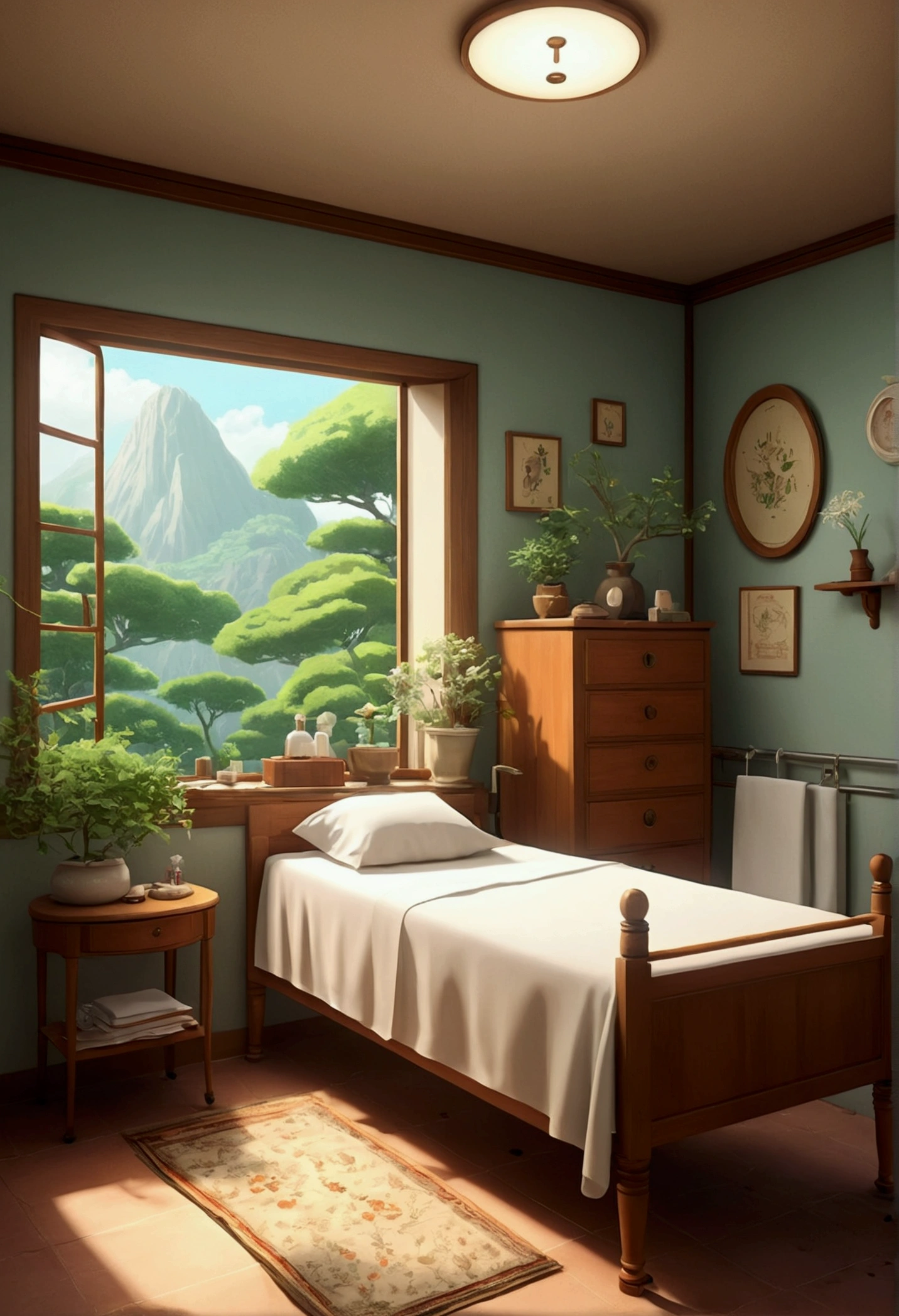 Ghibli style medical scene