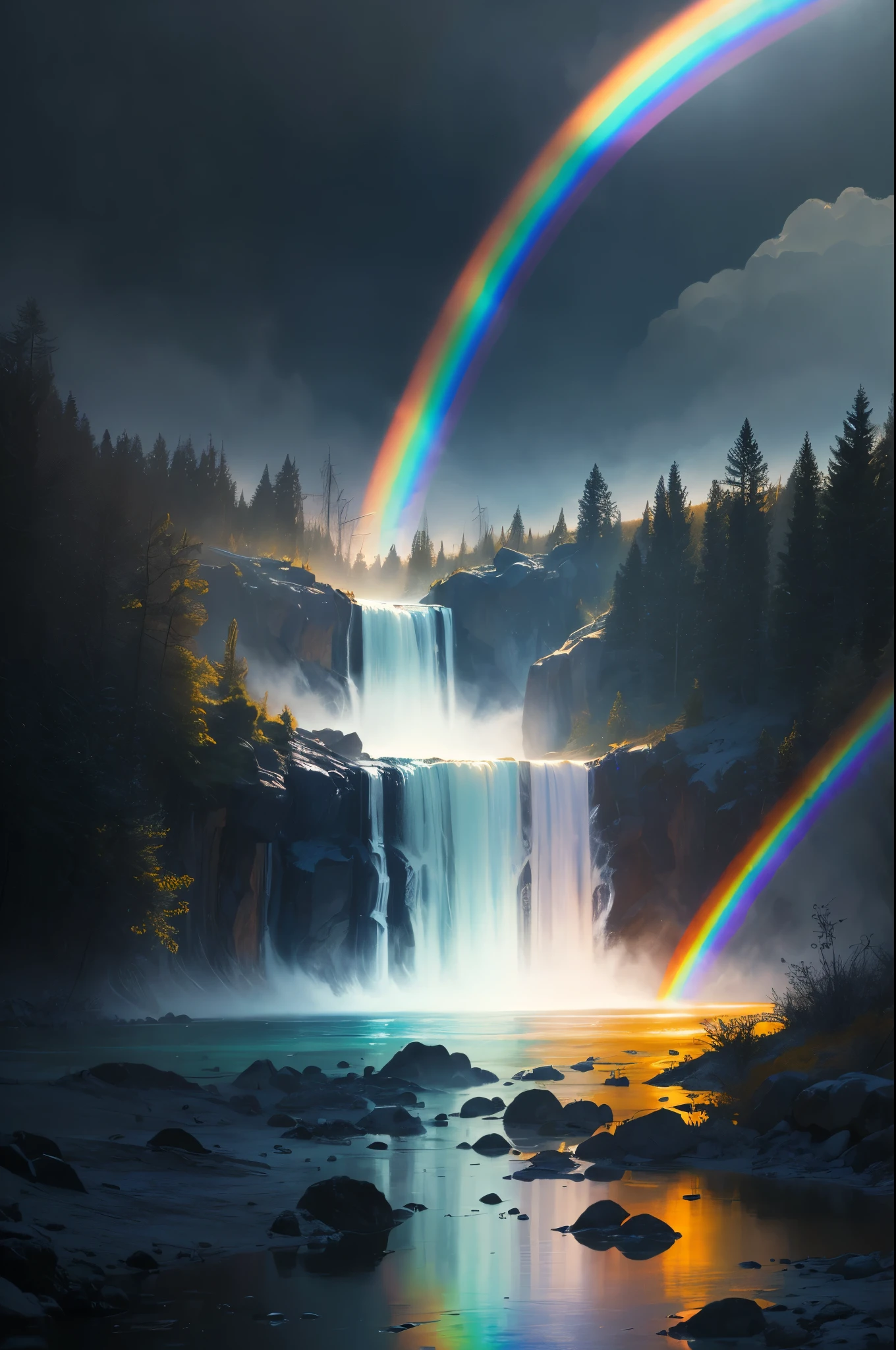 arafly colored water in a stream with steam rising from it, a colorized photo by Leonard Bahr, flickr, land art, mystical colors, bubbling geysers, xray melting colors!!, ethereal rainbows, geysers of steam, amazing color photograph, rainbow, rainbow reflections, a colorful, beautiful and mysterious, mystic colors, muted but vibrant colors