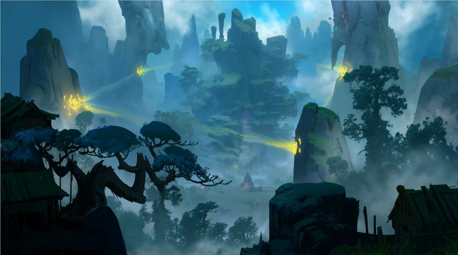 4K HD CGhub Scene Master has a picture of a fantasy world scene, Avatar Landscape, matte painting arcane Dota pixar, Dota! matte painting Concept Art, Dota matte painting Concept Art, Concept Art amazing atmosphere, Game Art Painting, amazing! Concept Art, Concept Art scene, painted as a game Concept Art, Game map painting, environment Concept Art, 2D Game Environment Design