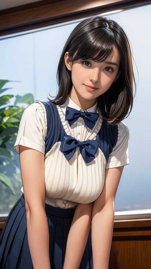 (masterpiece:1.2, Highest quality), (Realistic, photoRealistic:1.4), Beautiful illustrations, (Natural Side Lighting, Cinema Lighting), Written boundary depth,
Looking at the audience, Front view, 1 Girl, English, high school girl, 20-year-old, Perfect Face, Symmetrical cute face, Shiny skin, Spread your legs,
(Bob Hair:1.7,blonde), Asymmetrical bangs, Big eyes, Droopy eyes, long eyelashes chest), thin,
Beautiful Hair, Beautiful Face, Beautiful and beautiful eyes, Beautiful clavicle, Beautiful body, Beautiful , Beautiful thighs, Beautiful legs, Beautiful fingers,
((High quality fabric, Brown knitted vest, Short sleeve white collar shirt, Navy Pleated Skirt, Navy bow tie)),
(Beautiful views), evening, (Inside the flower shop), squat,Wide-open legs, (smile, wonderful, Open your mouth), (((Skirt flip, Nnts, Genitals are))), Full Body Shot, Dark blue socks, Sexy Face, Invertedpples,