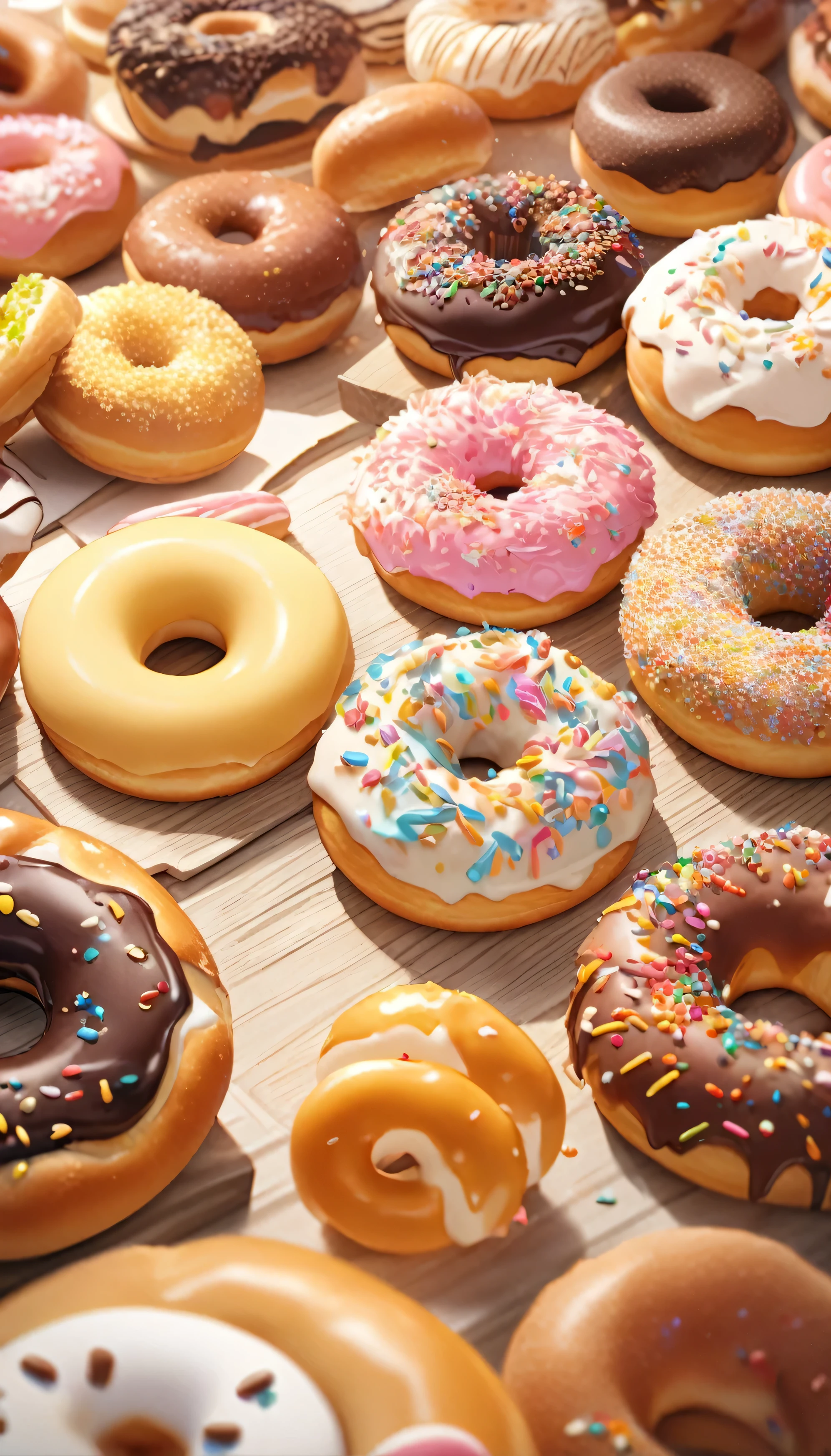 Beautiful, cute and lively donut shop.Host a tasting event.Close-up of girl eating donuts.Beautiful and extremely textured foreground and background,detailed, bright, Animation style high definition and high quality presentation((Masterpieces in up to 16K resolution):1.6),((soft_color_photography:)1.5), ((Super detailed):1.4),((Typical static images and dynamic angles):1.3),