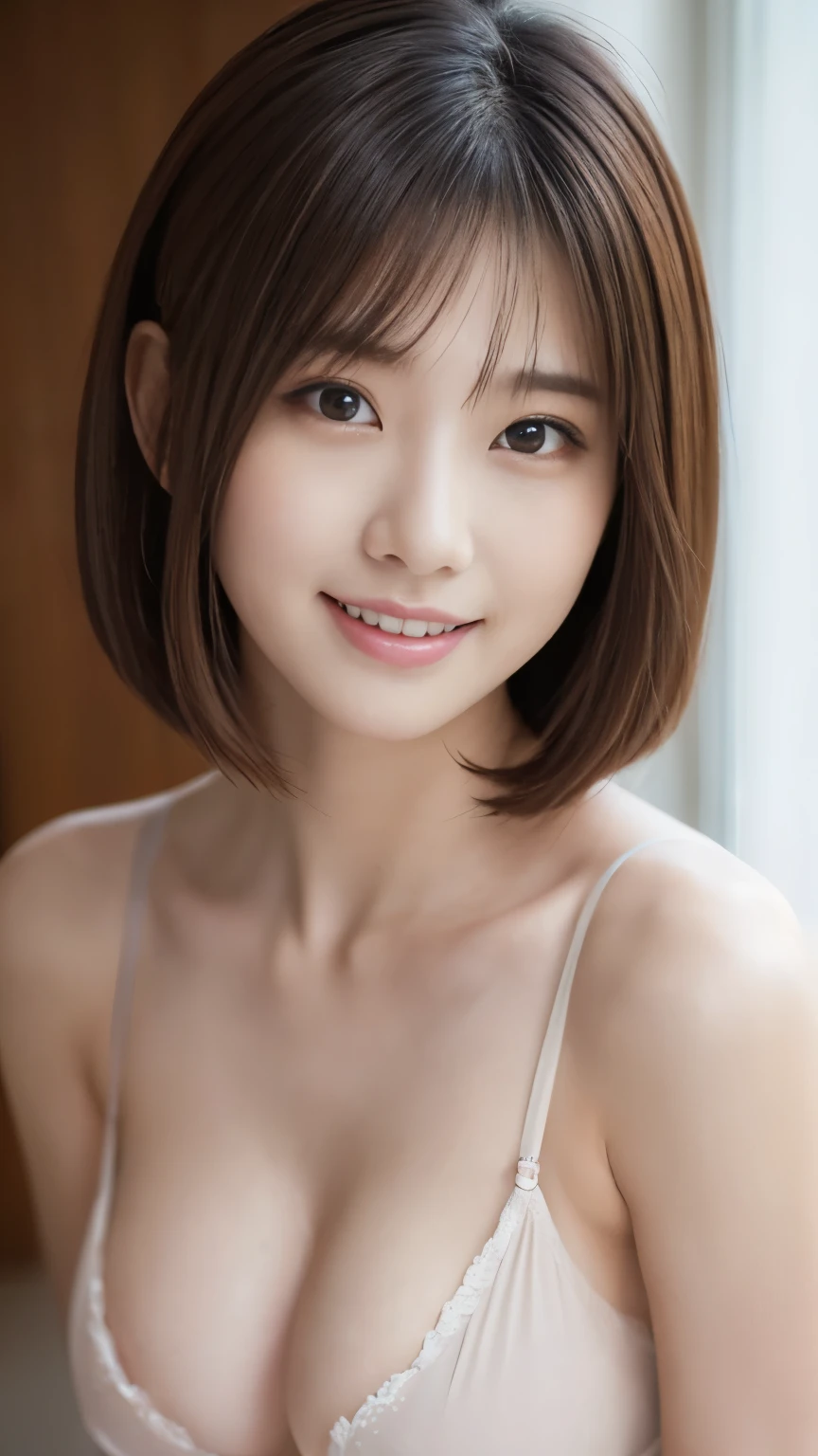 1 girl, (Protruding nipples:1.3、NUDE:1.5、Cleavage), Beautiful Japanese actresses, (RAW Photos, highest quality), (Realistic, Photorealistic:1.4), masterpiece, Very delicate and beautiful, Very detailed, wonderful, finely, Very detailed CG Unity 8k 壁紙, Very detailed, High resolution, Soft Light, Beautiful detailed girl, Very detailed目と顔, Beautiful and detailed nose, Beautiful and detailed, looking at the camera、Perfect Anatomy, Slender body, smile
