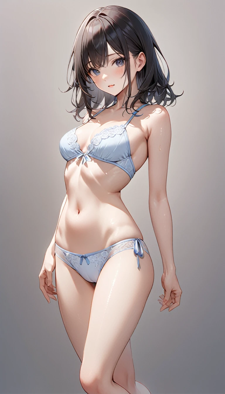 Extremely delicate full-body shot, 1girl, 独奏, Detailed and accurate body, Firm and moisturized skin texture, Clear details, Revealing facial details, barefoot, Anatomically correct hand, Casual clothing, Ultimate Quality, 