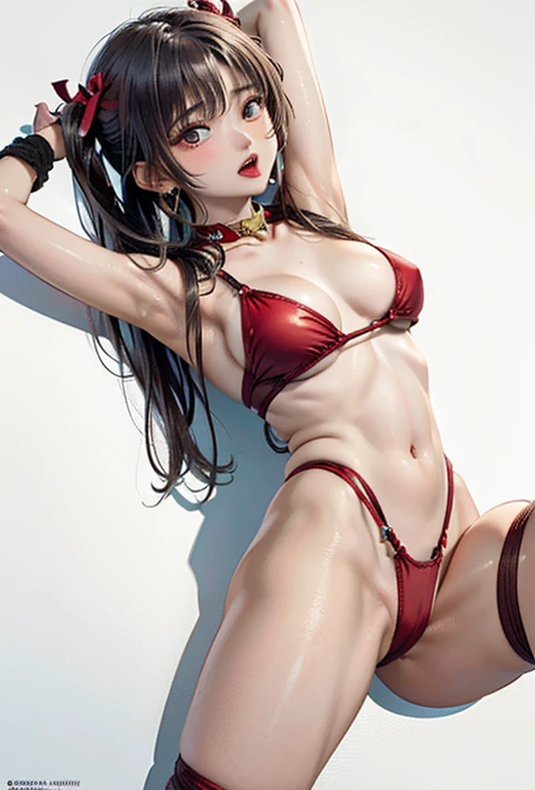 (Super detailed、Ultra-high resolution、8K masterpiece、Vibrant colors)、((Flat Color))、summer、coastal、
A masochistic woman in bondage、(bottomless)、(Soryu Asuka Langley)、(Angle from below)、Random Sexy Poses、
(Red Animal Collar、Lewd swimsuit)、(Open your mouth a little、Feels good、Ahegao)、(ヘンタイロープBondage、Bondage)、(((suspension:1.8)))、Binding:1.2、((Put your arms behind your back:1.6))、Chest rope、Leg rope、 (Twin tails、Vermilion, gold and silver hair、hair ornaments、Red lipstick、Earrings)