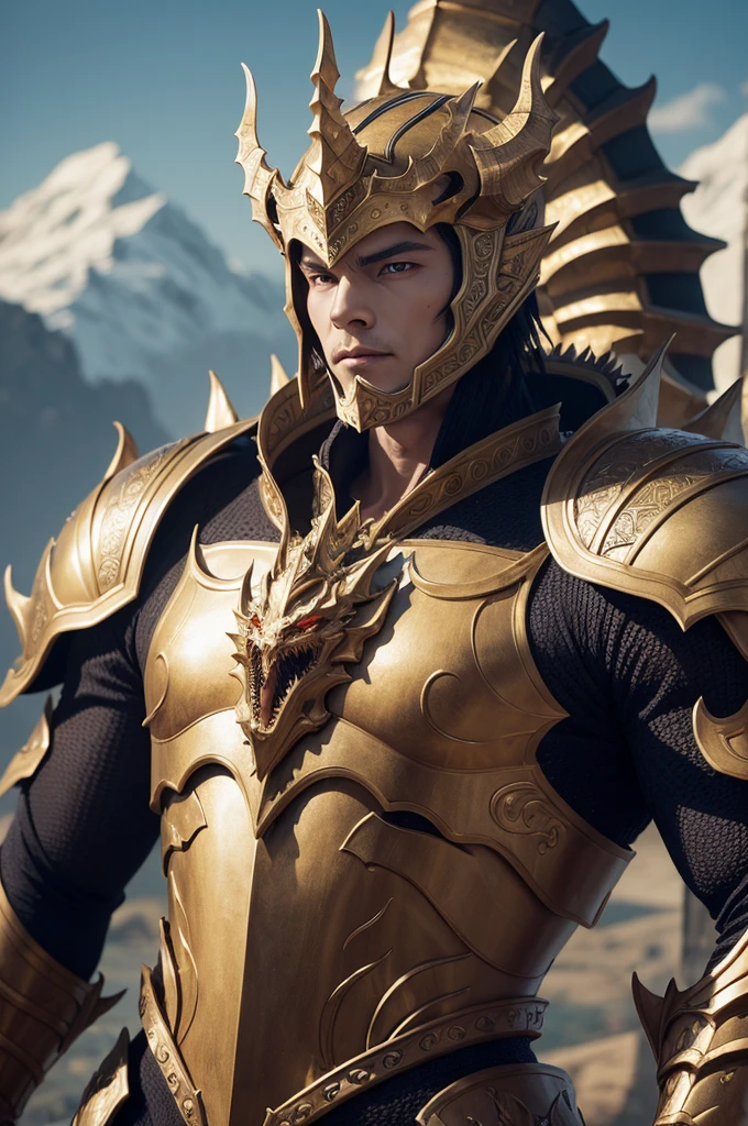 ((best quality)), ((masterpiece)), (detailed), Dragon king wearing armor