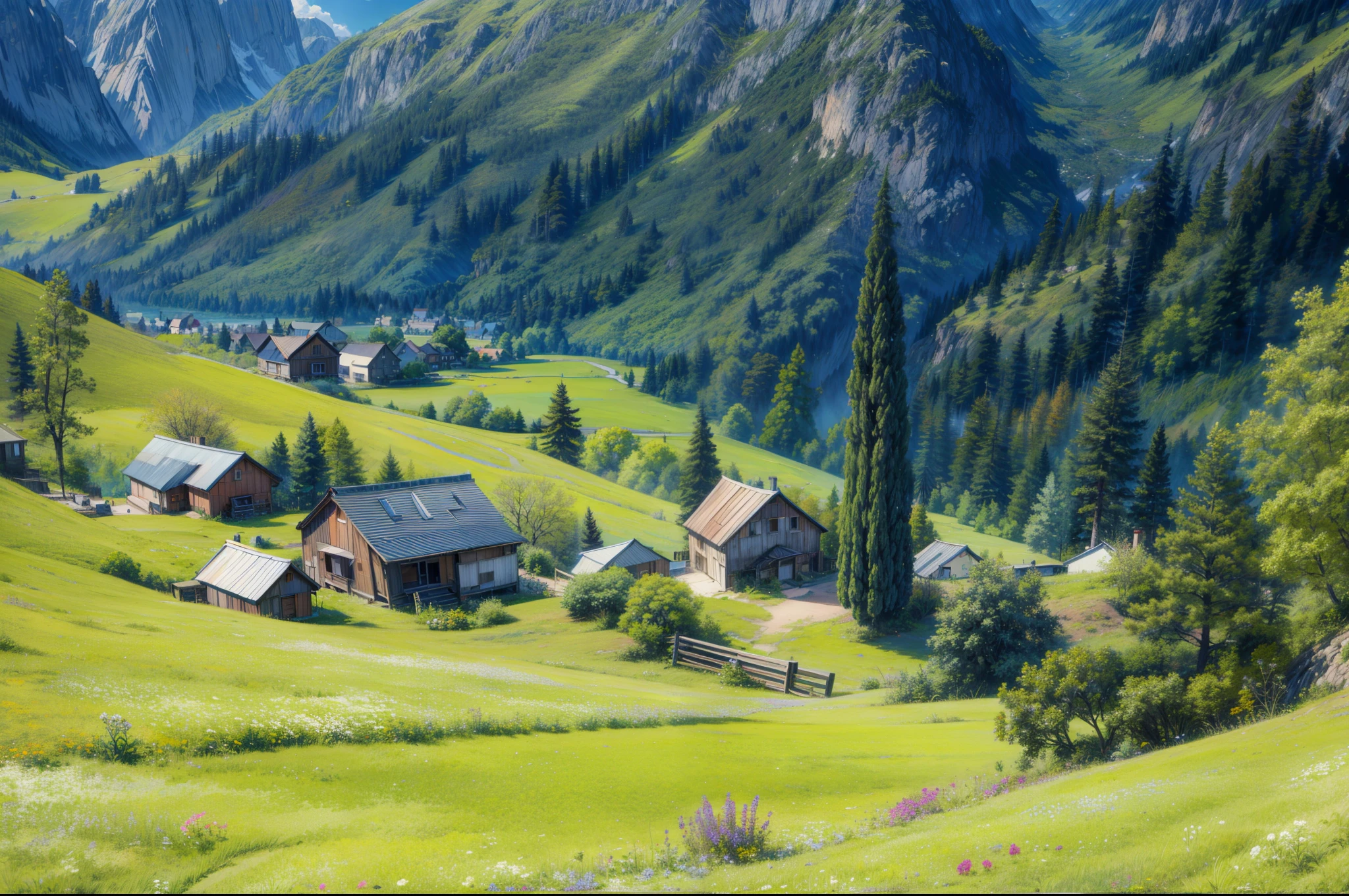 painting of a beautiful view calm lofi vibe,Wild plants and flowers, 4k hd, nube,Bela arte UHD 4K, a beautiful art illustration, cute digital painting, digital painting highly detailed, beautiful digital art, detailed painting 4k, very detailed digital painting, rich, picturesque colors, cute digital painting