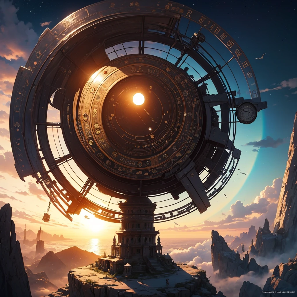 image of interpretation of Out of time, soround with circular rainbow, noosphere, colorful. HD