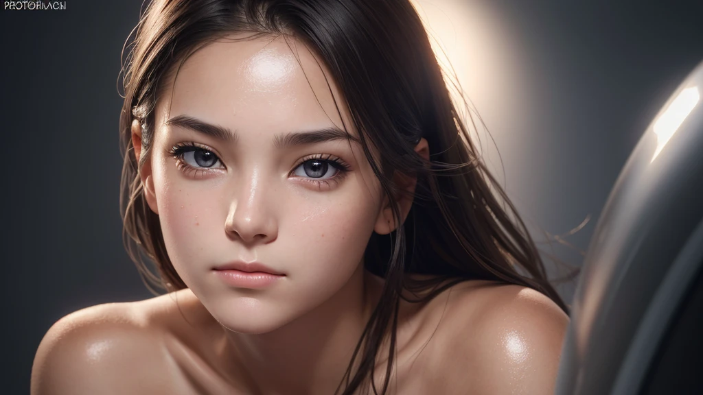 1 girl,( looking at the viewer:1.5),(facial focus),(Upper part of the body),, (Closed mouth:1.5), High Definition,1 head,, Best Quality, ultra high resolution, (photorealistic:1.5),(skin reflection:1.3), raw photo,physically based rendering,, shiny skin,, curves, , simple background,