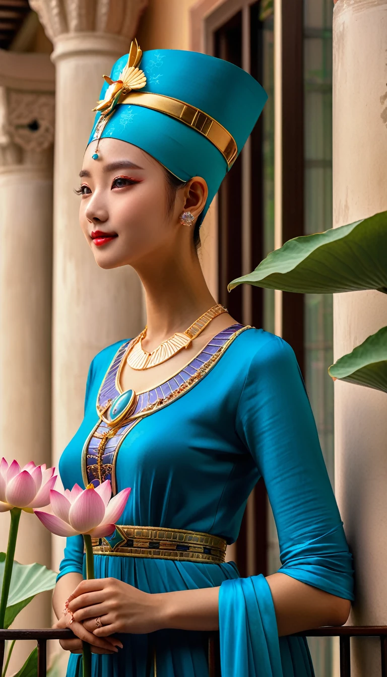 Superb Quality, Masterpiece, High Resolution, 1Girl, Blush, (Seductive Smile: 0.8), Star Pupil, Chinese Hanfu Lilac, Hair Accessories, Necklace, Jewelry, Beauty, on_body, Tyndall Effect, Realism, Lotus Pond, Light Edge, Two-tone Lighting, (High Detail Skin: 1.2), 8K UHD, DSLR, Soft Light, High Quality, Volume Lighting, Candid Photo, High Resolution, 4K, 8K, Background Bokeh