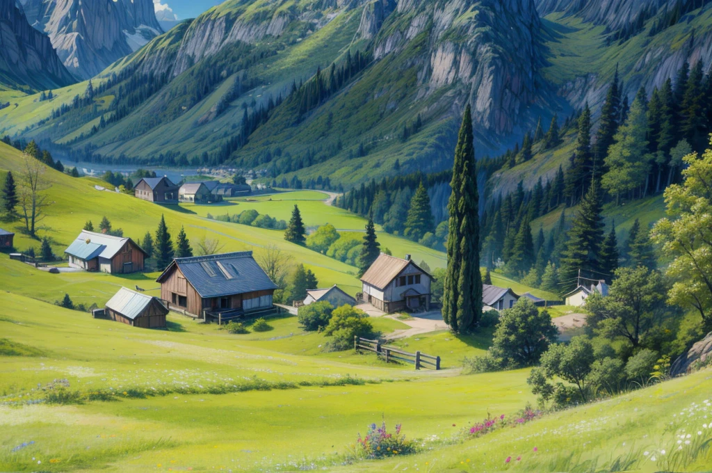 painting of a beautiful view calm lofi vibe,Wild plants and flowers, 4k hd, nube,Bela arte UHD 4K, a beautiful art illustration, cute digital painting, digital painting highly detailed, beautiful digital art, detailed painting 4k, very detailed digital painting, rich, picturesque colors, cute digital painting