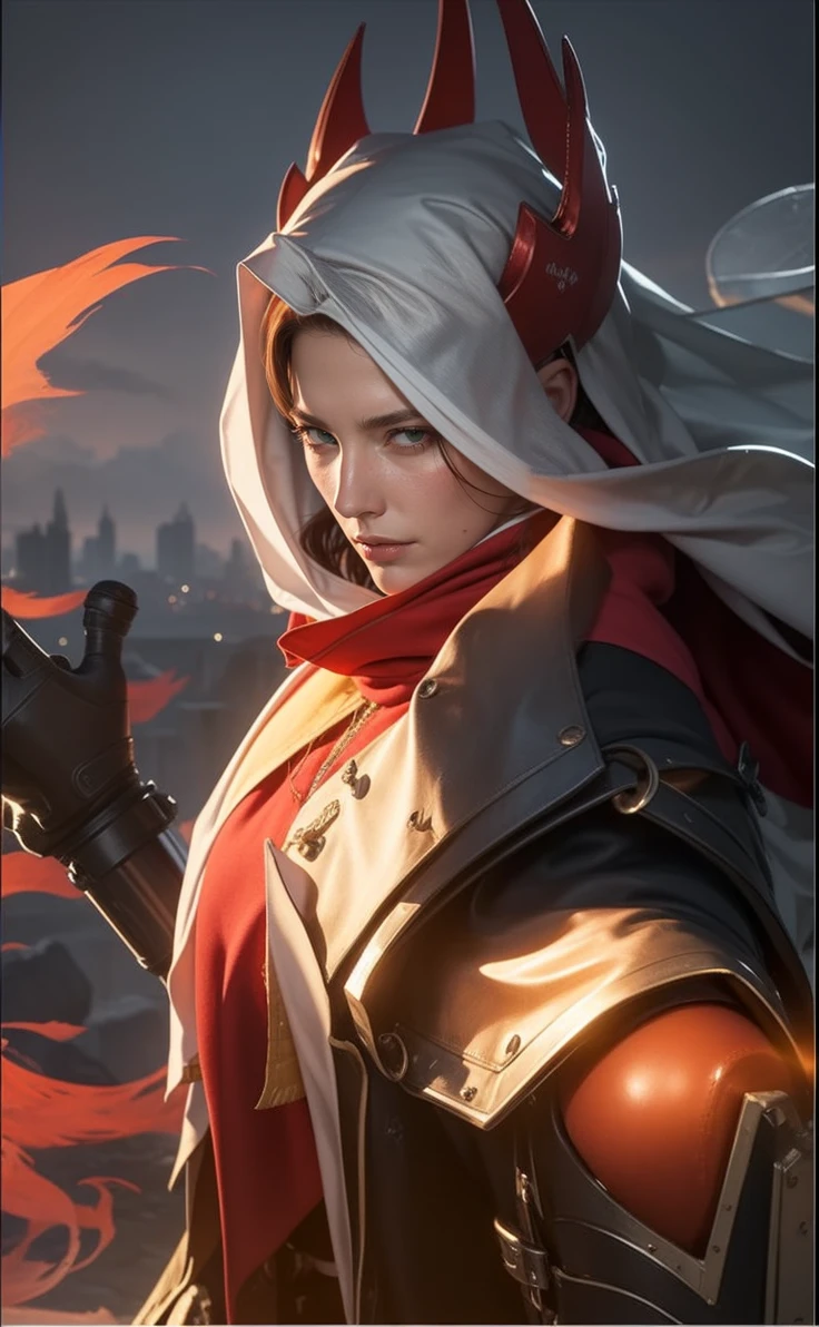 "((photorealism, high quality, detailing)), ((half of the body)) Strong (Sports) Human, male appearance, Majestic magician-alchemist, Red hair, A European view, modernity, 21st century, Stylish green suit, long black cloak, magical atmosphere".