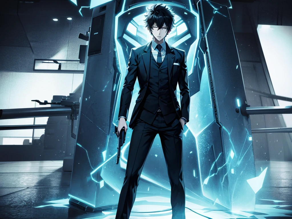 Psycho pass Anime character, Name : Shinya Kogami,1 male, inspector, full body focus, detailed, 4k image quality,