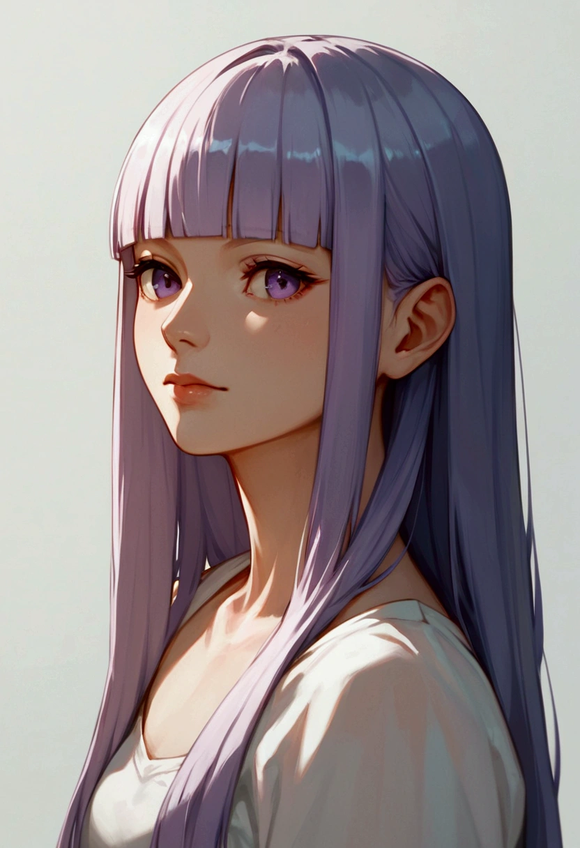 score_9, score_8_up, score_7_up, score_6_up, masterpiece, anime style, centered, highly detailed, portrait, 1girl, long hair, purple, hime cut, blunt bang