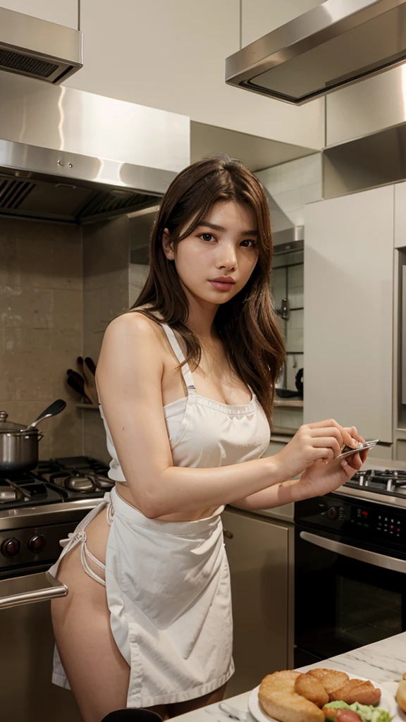 (Bae Suzy), Cooking in the kitchen, perfect face, ultra HD, realistic.