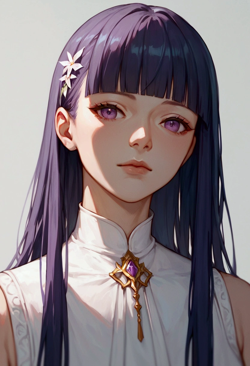 score_9, score_8_up, score_7_up, score_6_up, masterpiece, anime style, centered, highly detailed, portrait, 1girl, long hair, purple, hime cut, blunt bang