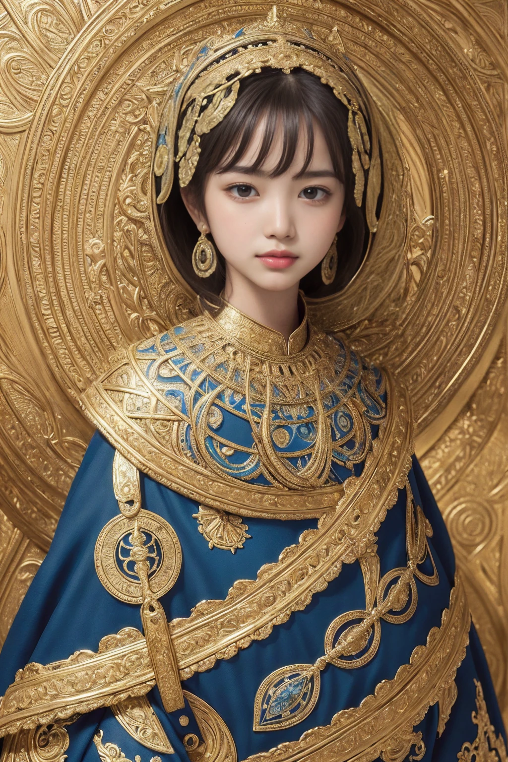 (masterpiece, highest quality, highest quality, official art, beautiful and aesthetic:1.2), (1 girl), very detailed,colorful,most detailed, official art, unity 8k wallpaper, Super detailed, beautiful and aesthetic, beautiful, masterpiece, highest quality, (zentangle, mandala, tangle, entangle) ,holy light,gold foil,gold leaf art,Glitter painting, Perfect Nwsj Magic