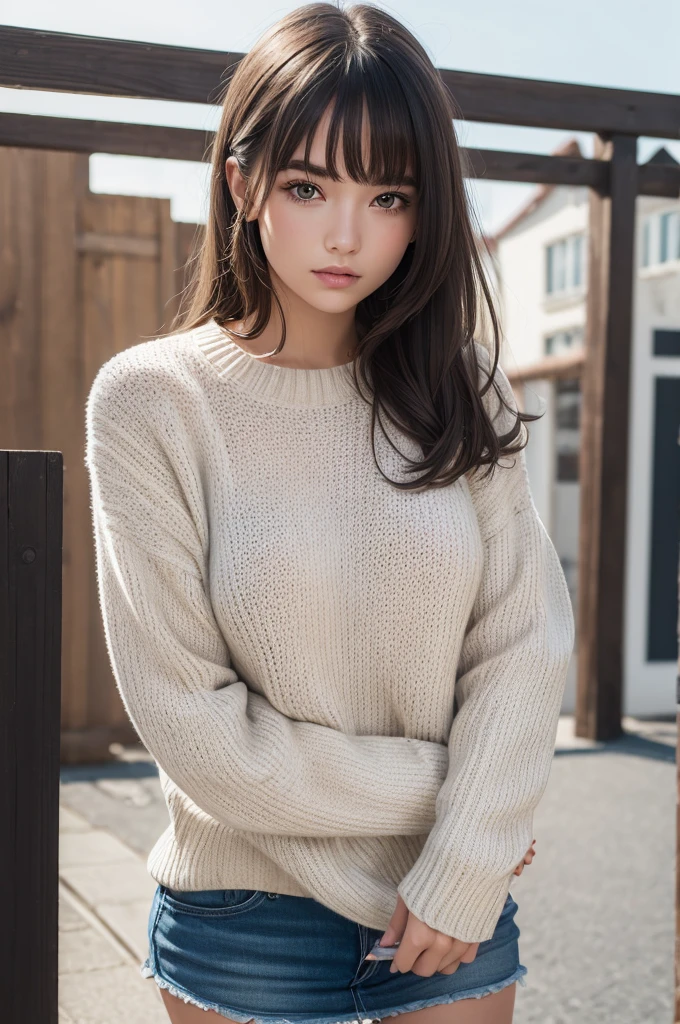 ((best qualityer)), ((work of art)), (detailded), 1 girl, ombro to ombro sweater, 